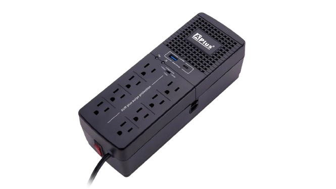 Regulador de voltaje 1200va 600w 8 tomas 2usb